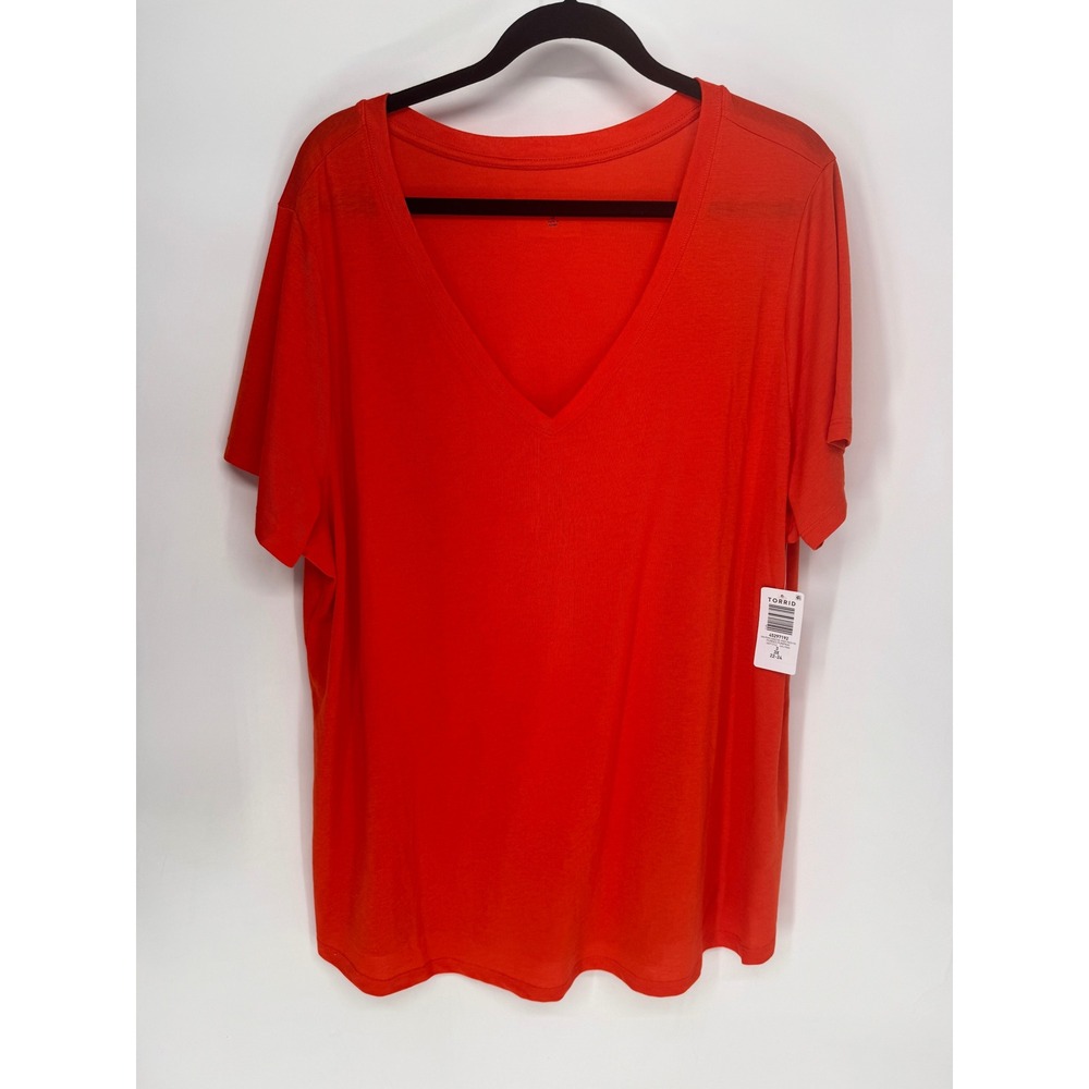 Torrid T-Shirt Women 3X Orange NWT Girlfriend Signature Jersey V-Neck Tee Soft